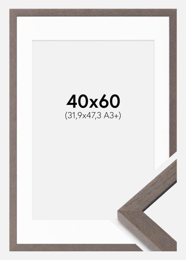 Ramme Hermes Grå 40x60 cm - Passepartout Hvid 32,9x48,3 cm