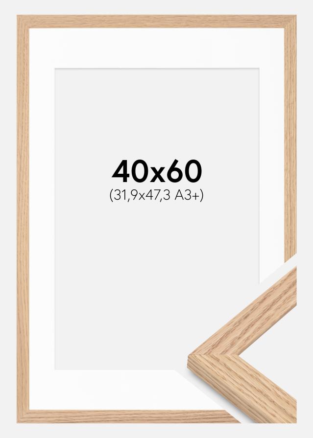 Ramme Tidlös Massiv Eg 40x60 cm - Passepartout Hvid 32,9x48,3 cm