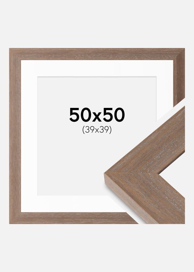 Ramme Juno Grå 50x50 cm - Passepartout Hvid 40x40 cm