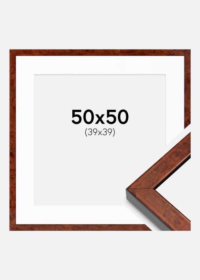 Ramme Hermes valnød 50x50 cm - Passepartout Hvid 40x40 cm