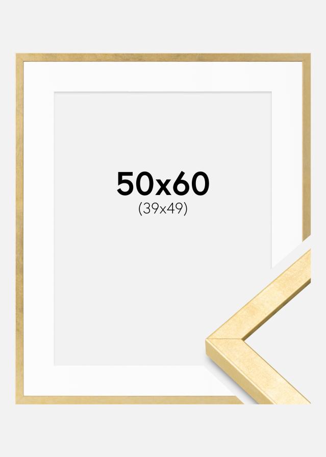 Ramme Ares Guld 50x60 cm - Passepartout Hvid 40x50 cm