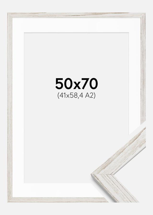 Ramme Stilren Vintage hvid 50x70 cm - Passepartout Hvid 42x59,4 cm
