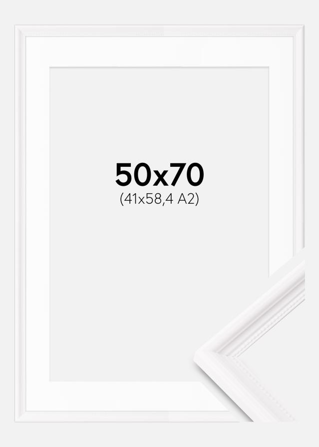 Ramme Gala Hvid 50x70 cm - Passepartout Hvid 42x59,4 cm