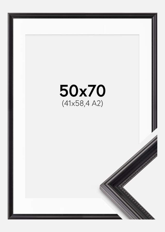 Ramme Gala Sort 50x70 cm - Passepartout Hvid 42x59,4 cm (A2)