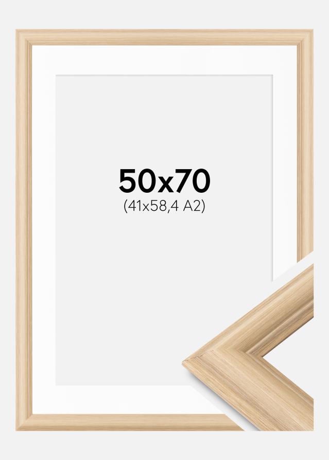 Ramme Västkusten Eg 50x70 cm - Passepartout Hvid 42x59,4 cm (A2)