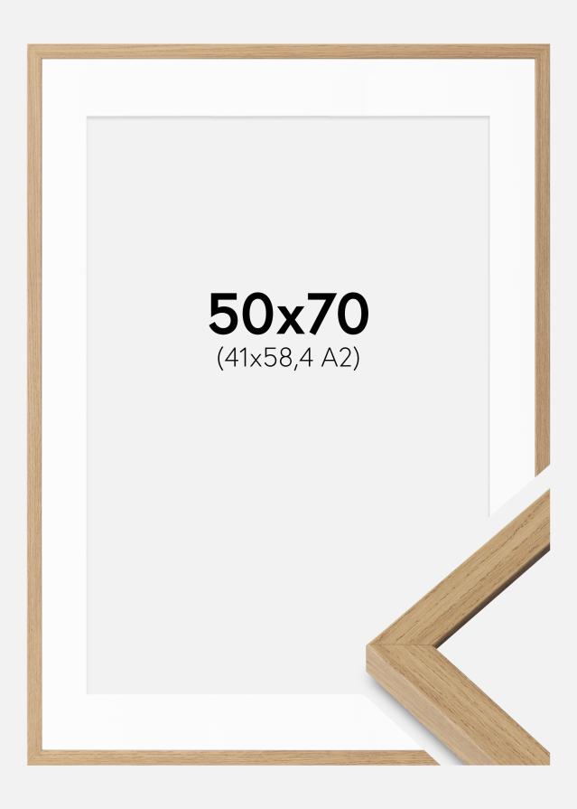Ramme Ares Naturlig Eg 50x70 cm - Passepartout Hvid 42x59,4 cm