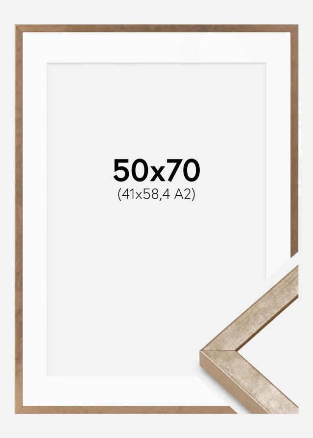 Ramme Ares Messing 50x70 cm - Passepartout Hvid 42x59,4 cm