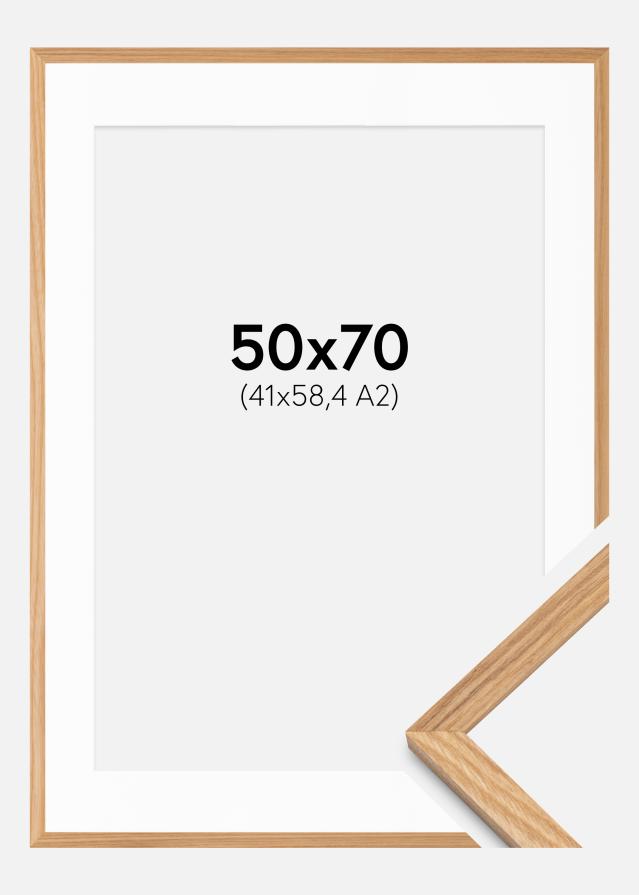 Ramme Massiv Eg 50x70 cm - Passepartout Hvid 42x59,4 cm