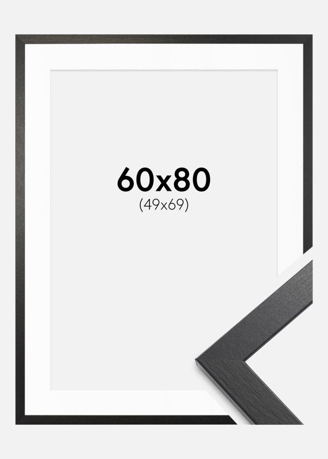 Ramme Stilren sort Eg 60x80 cm - Passepartout Hvid 50x70 cm