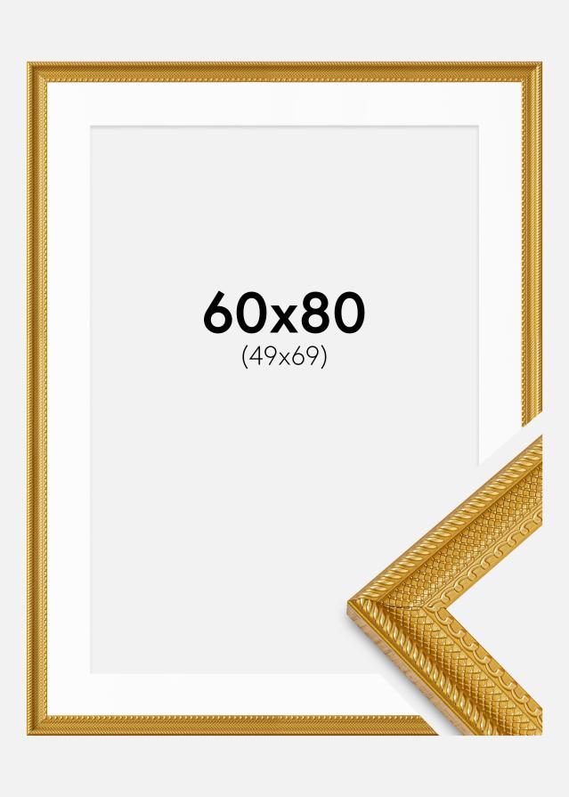 Ramme Lattice Guld 60x80 cm - Passepartout Hvid 50x70 cm