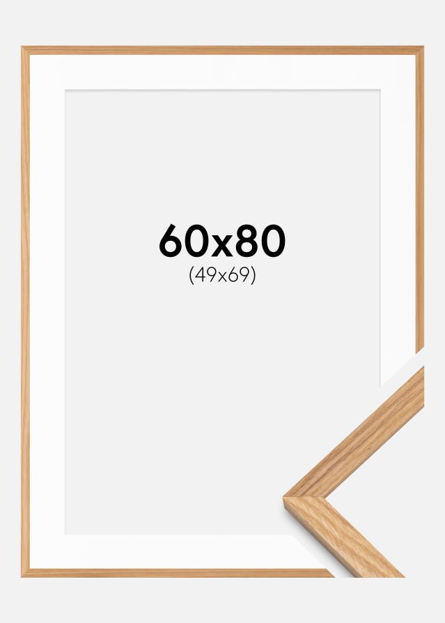 Ramme Massiv Eg 60x80 cm - Passepartout Hvid 50x70 cm