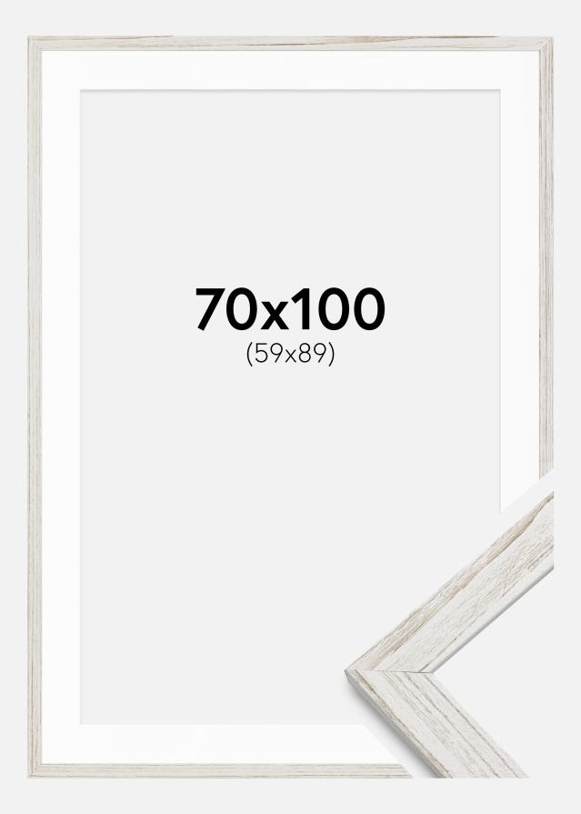Ramme Stilren Vintage hvid 70x100 cm - Passepartout Hvid 60x90 cm