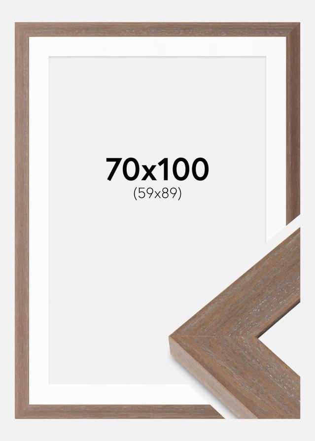 Ramme Juno Grå 70x100 cm - Passepartout Hvid 60x90 cm