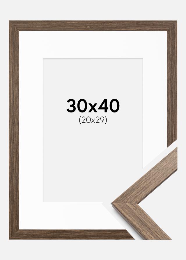 Ramme Stilren kold Brun 30x40 cm - Passepartout Hvid 21x30 cm