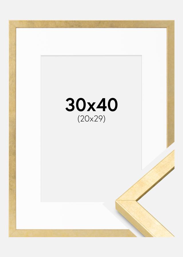 Ramme Ares Guld 30x40 cm - Passepartout Hvid 21x30 cm