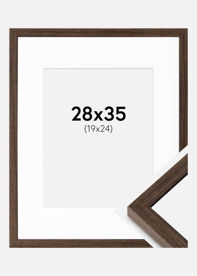 Ramme Ares Valnød 28x35 cm - Passepartout Hvid 20x25 cm