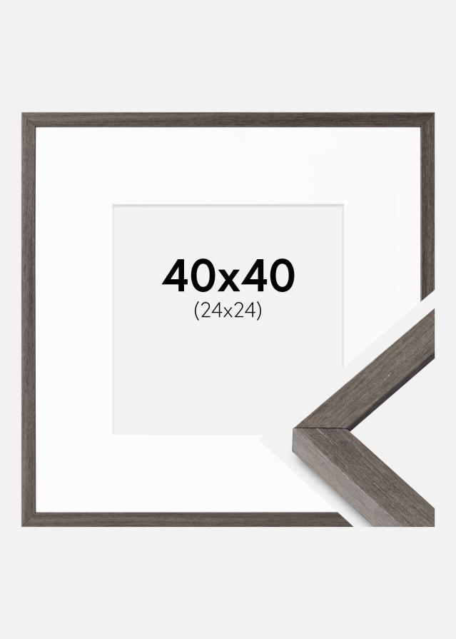 Ramme Ares grå Eg 40x40 cm - Passepartout Hvid 25x25 cm