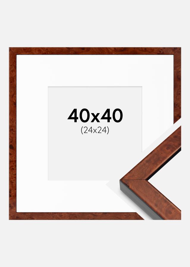 Ramme Hermes valnød 40x40 cm - Passepartout Hvid 25x25 cm