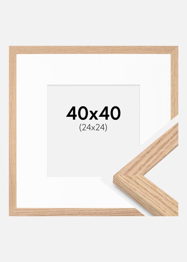 Ramme Tidlös Massiv Eg 40x40 cm - Passepartout Hvid 25x25 cm