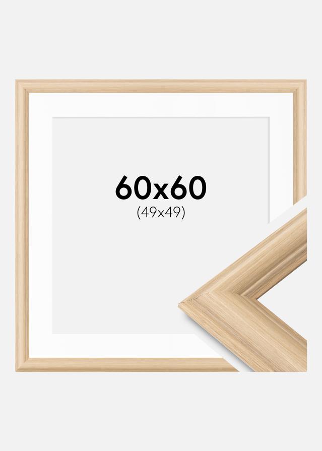 Ramme Västkusten Eg 60x60 cm - Passepartout Hvid 50x50 cm