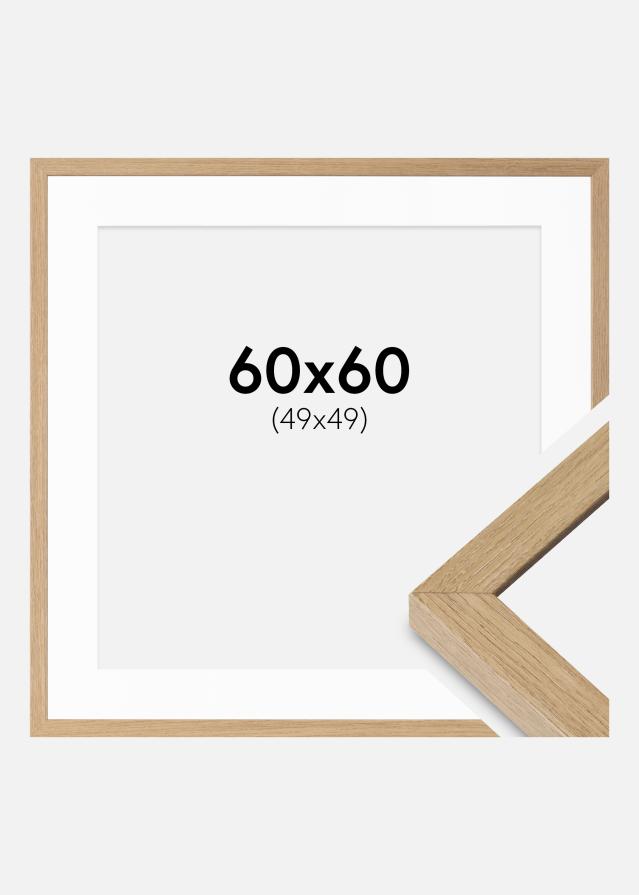 Ramme Hermes Naturlig Eg 60x60 cm - Passepartout Hvid 50x50 cm