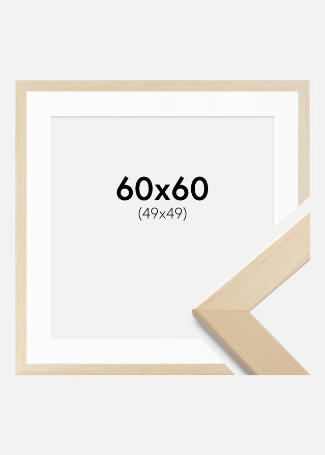 Ramme Trendline Natur 60x60 cm - Passepartout Hvid 50x50 cm