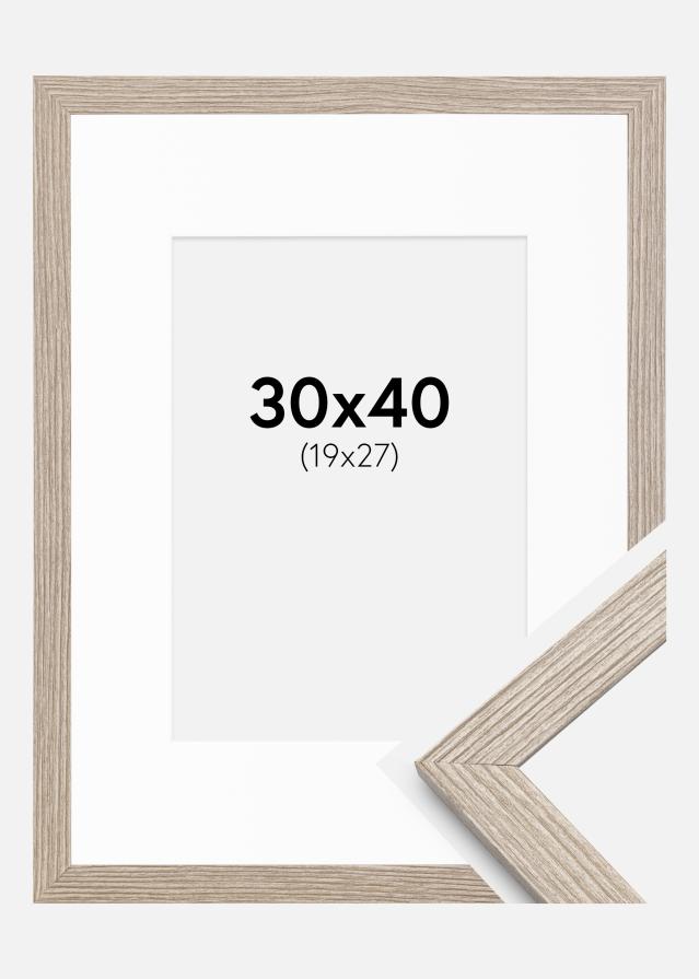 Ramme Stilren Greige Eg 30x40 cm - Passepartout Hvid 20x28 cm
