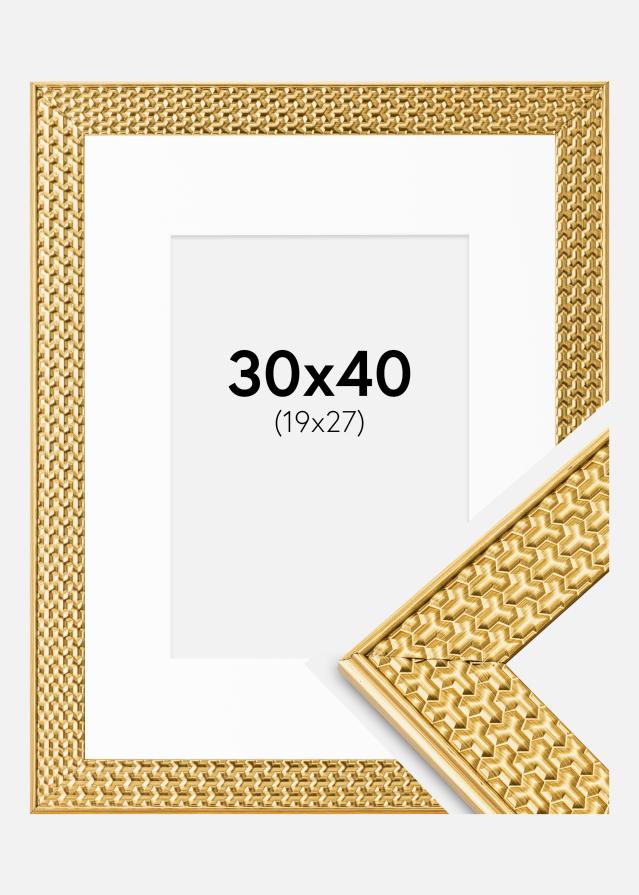 Ramme Grace Guld 30x40 cm - Passepartout Hvid 20x28 cm
