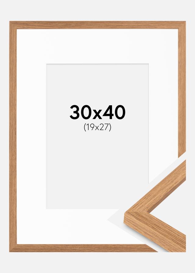 Ramme Modern Teak 30x40 cm - Passepartout Hvid 20x28 cm
