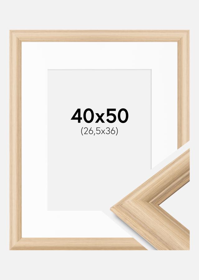 Ramme Västkusten Eg 40x50 cm - Passepartout Hvid 27,5x37 cm