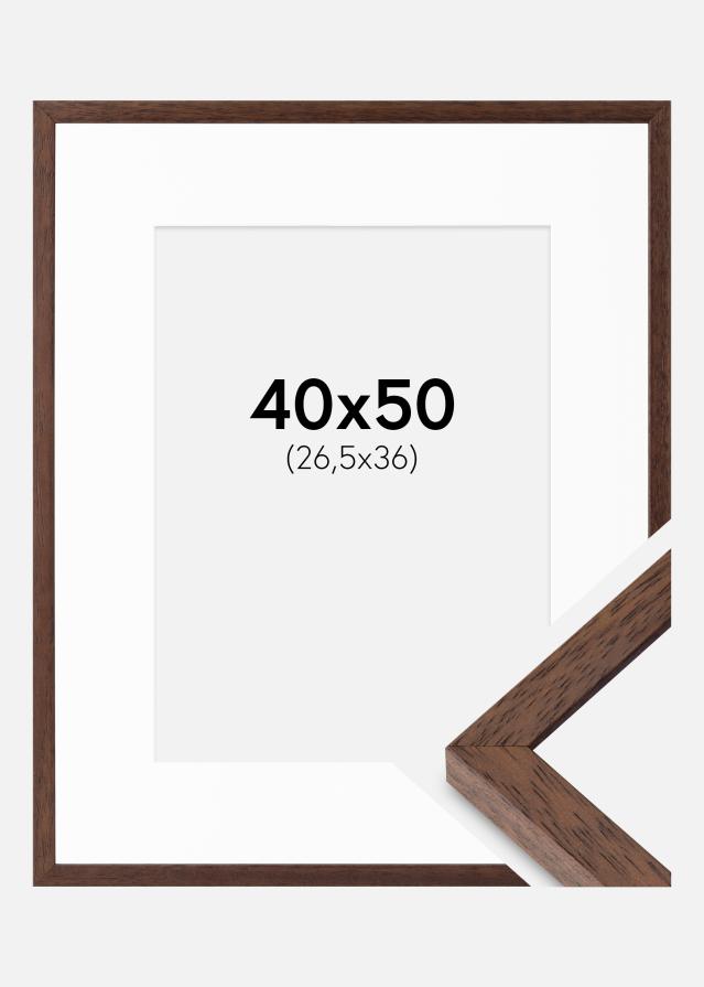 Ramme Ares Teak 40x50 cm - Passepartout Hvid 27,5x37 cm
