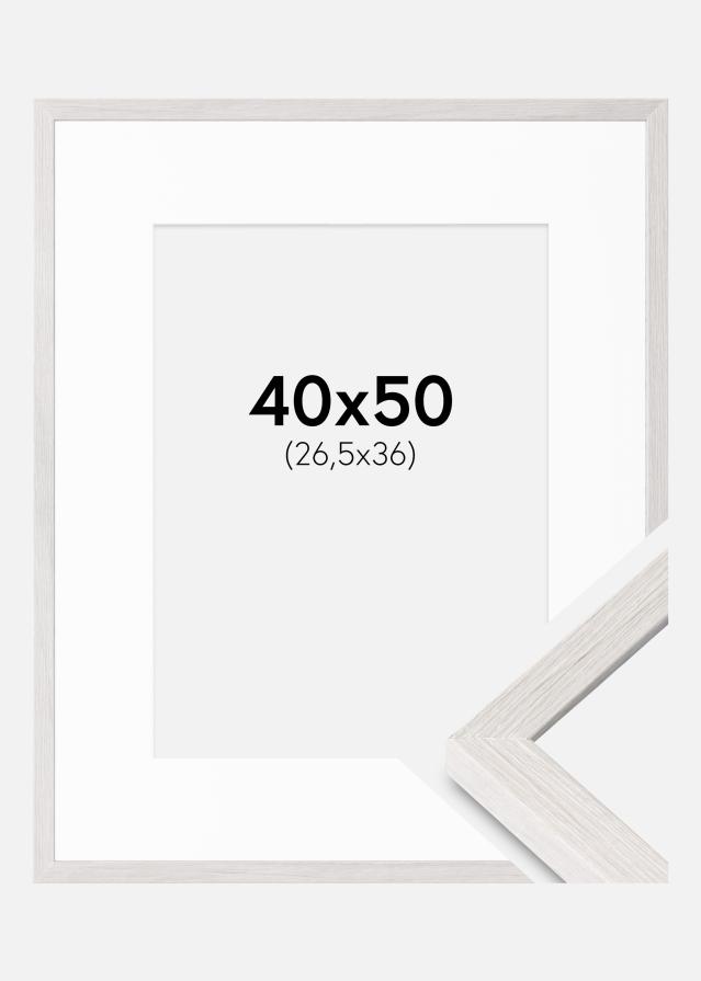 Ramme Ares Hvid Eg 40x50 cm - Passepartout Hvid 27,5x37 cm