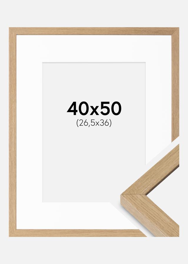 Ramme Hermes Naturlig Eg 40x50 cm - Passepartout Hvid 27,5x37 cm