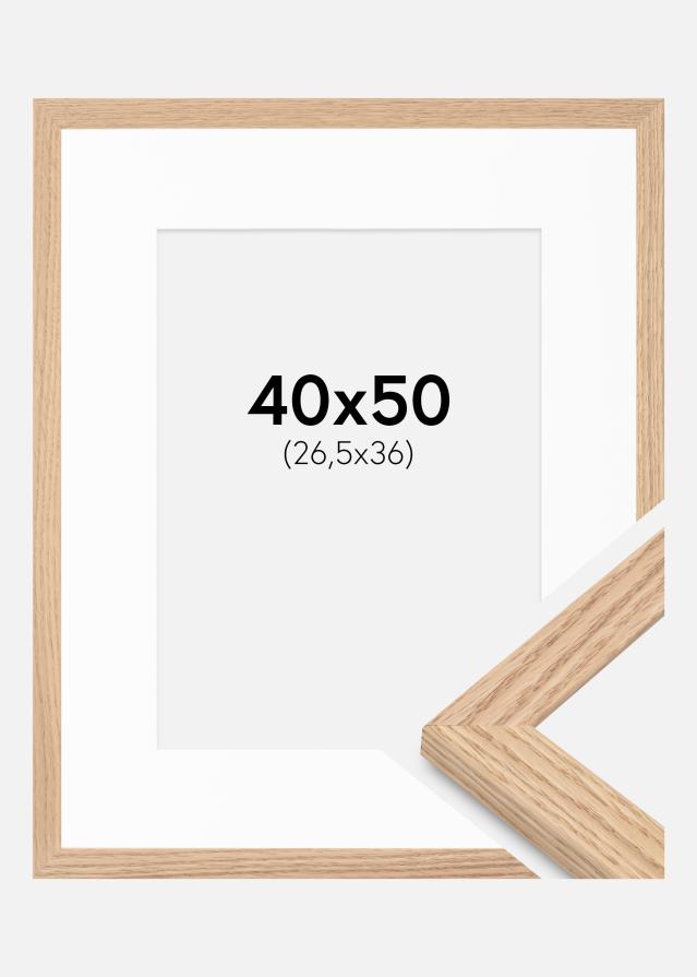 Ramme Tidlös Massiv eg 40x50 cm - Passepartout Hvid 27,5x37 cm