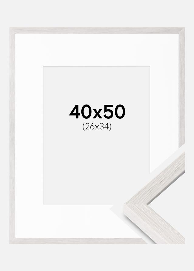 Ramme Ares Hvid Eg 40x50 cm - Passepartout Hvid 27x35 cm
