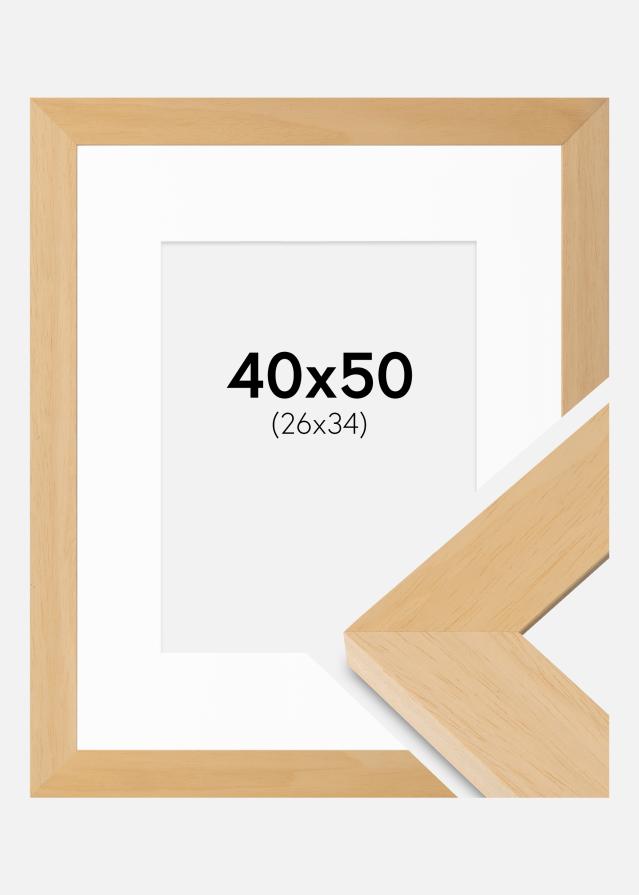 Ramme Juno Træ 40x50 cm - Passepartout Hvid 27x35 cm