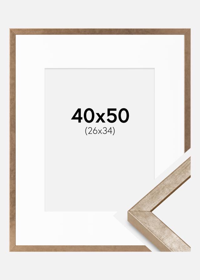 Ramme Ares Messing 40x50 cm - Passepartout Hvid 27x35 cm
