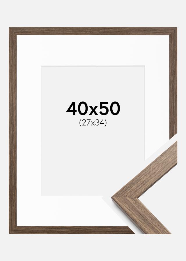 Ramme Stilren kold Brun 40x50 cm - Passepartout Hvid 28x35 cm