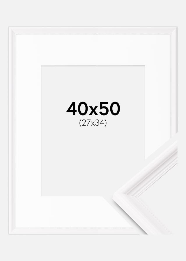 Ramme Gala Hvid 40x50 cm - Passepartout Hvid 28x35 cm