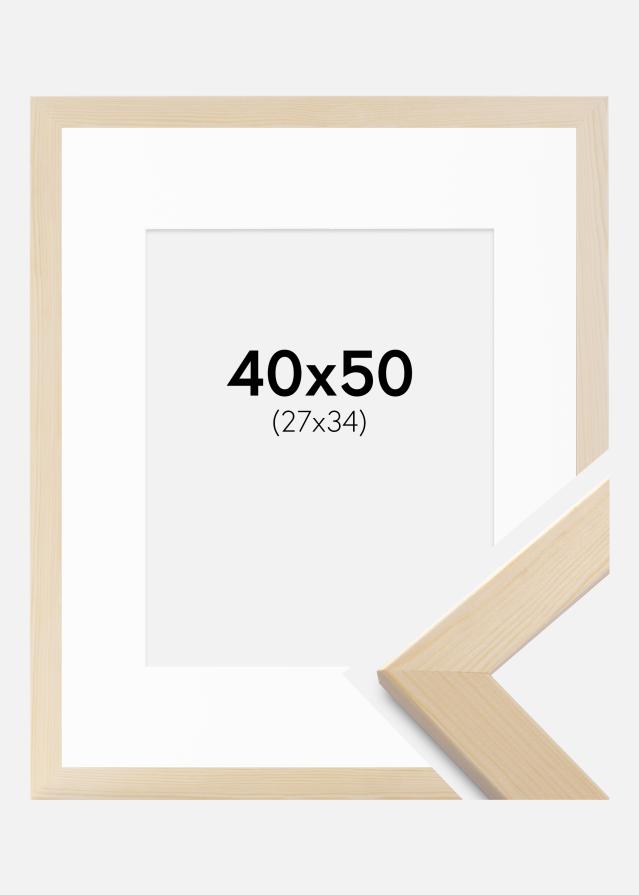 Ramme Trendline Natur 40x50 cm - Passepartout Hvid 28x35 cm