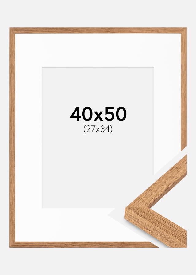 Ramme Modern Teak 40x50 cm - Passepartout Hvid 28x35 cm