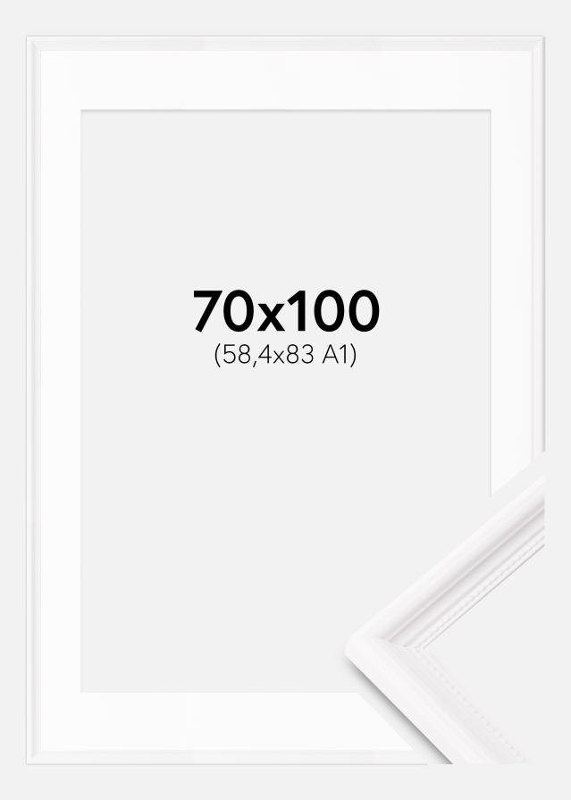 Ramme Gala Hvid 70x100 cm - Passepartout Hvid 59,4x84 cm (A1)