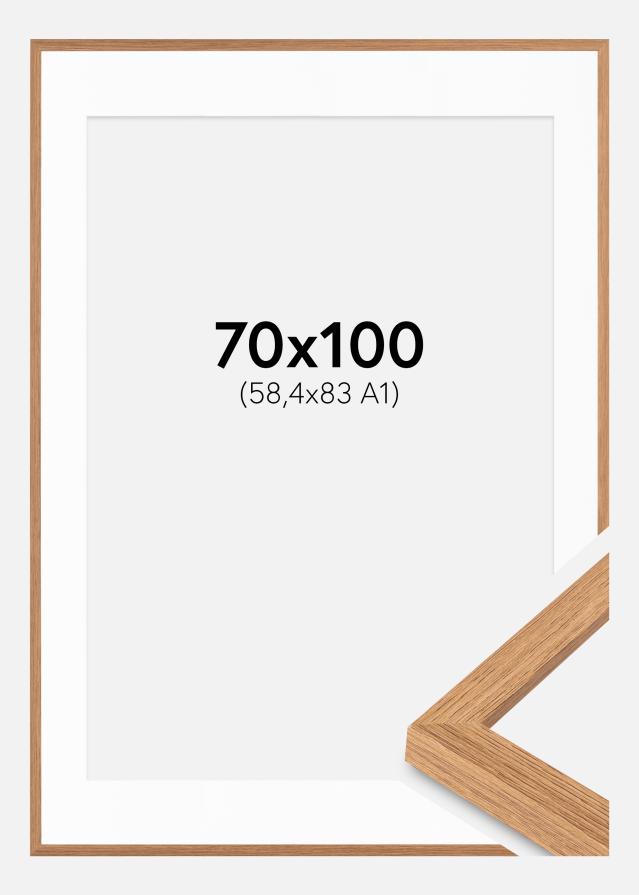 Ramme Modern Teak 70x100 cm - Passepartout Hvid 59,4x84 cm
