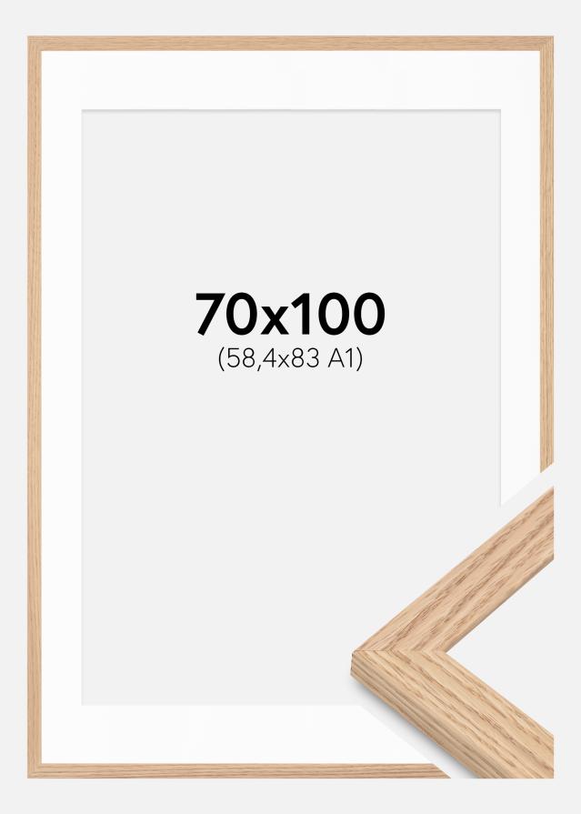 Ramme Tidlös Massiv eg 70x100 cm - Passepartout Hvid 59,4x84 cm