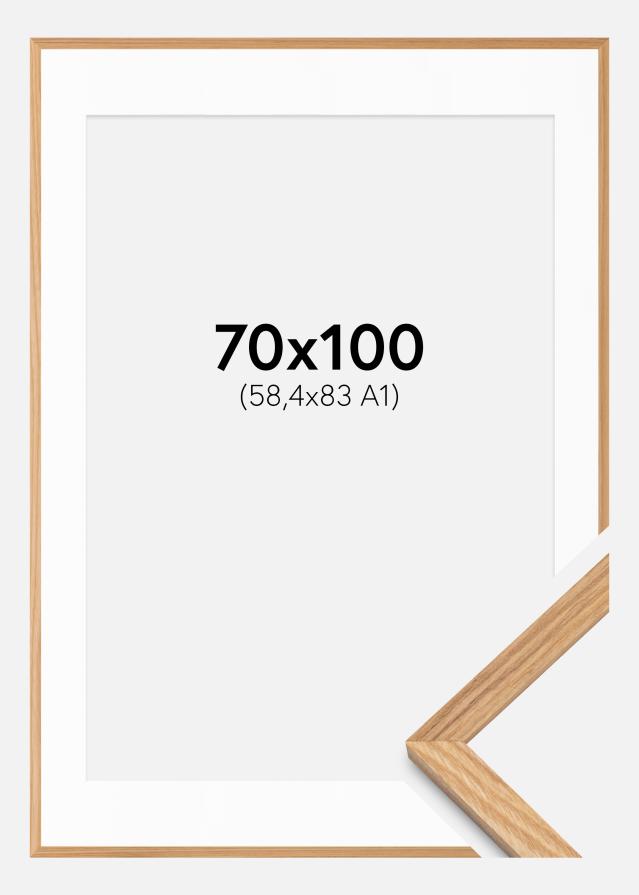 Ramme Massiv Eg 70x100 cm - Passepartout Hvid 59,4x84 cm
