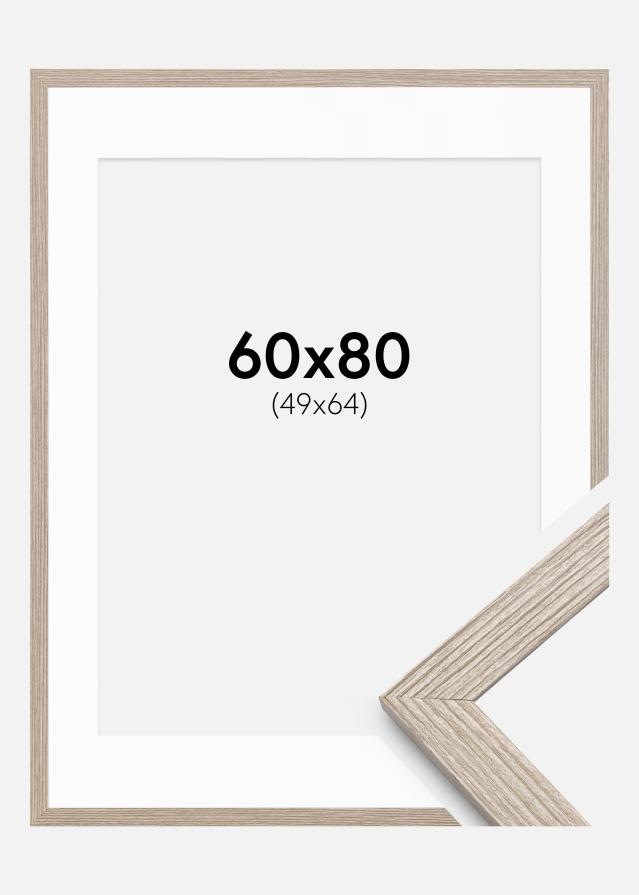 Ramme Stilren Greige Eg 60x80 cm - Passepartout Hvid 50x65 cm