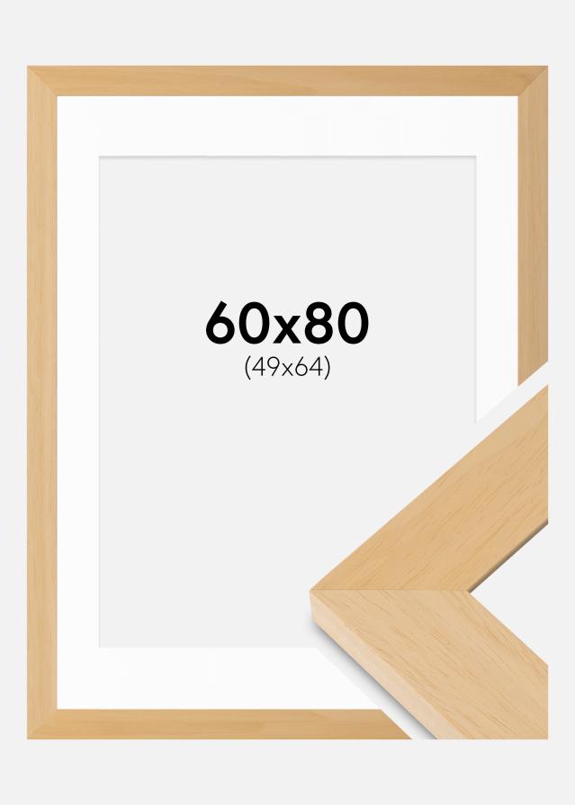 Ramme Juno Træ 60x80 cm - Passepartout Hvid 50x65 cm
