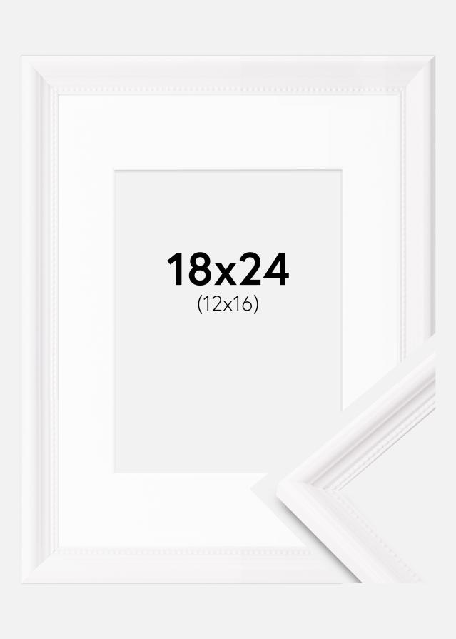 Ramme Gala Hvid 18x24 cm - Passepartout Hvid 13x17 cm