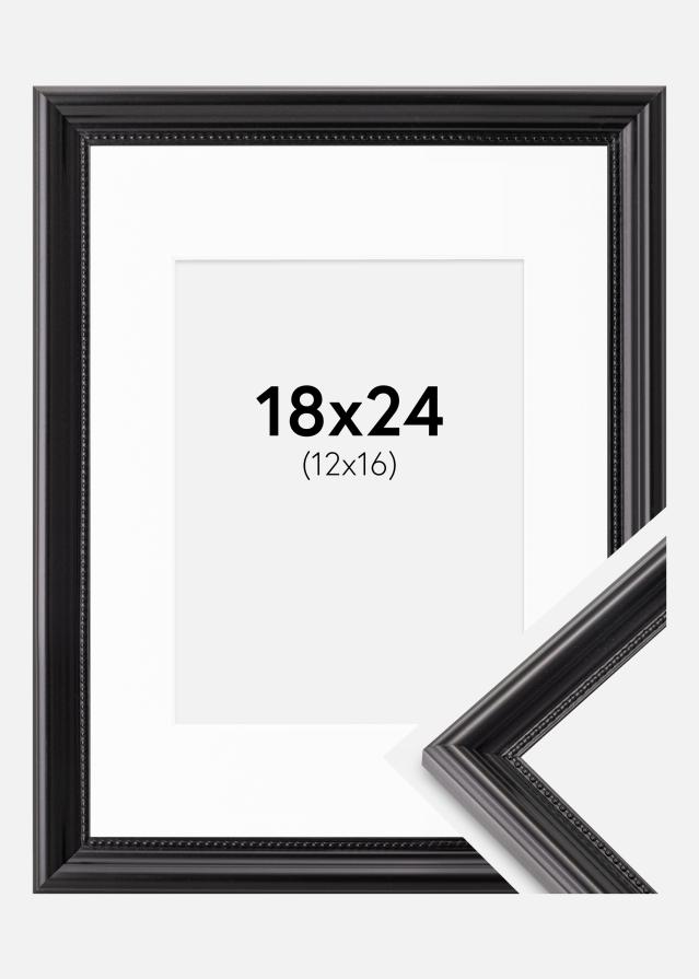 Ramme Gala Sort 18x24 cm - Passepartout Hvid 13x17 cm