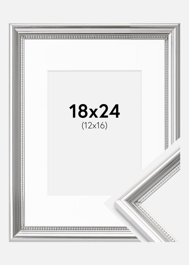 Ramme Gala Sølv 18x24 cm - Passepartout Hvid 13x17 cm